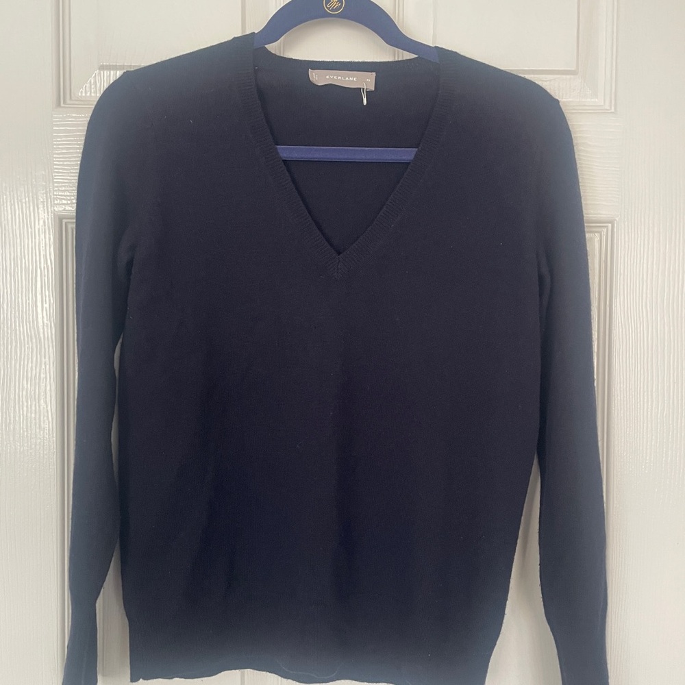 Everlane Classic Navy V-Neck Sweater